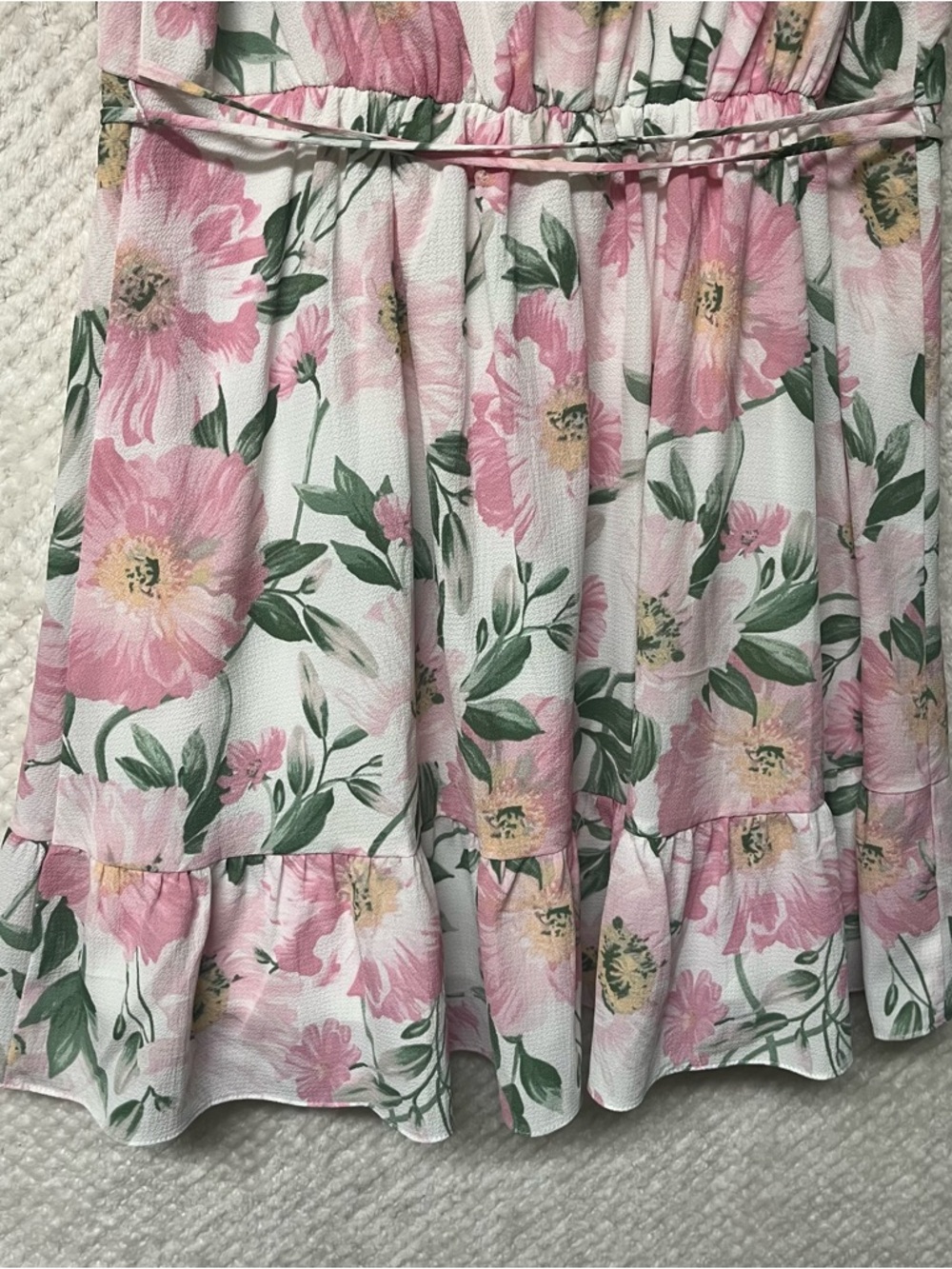 Brannan womens mini dress flutter sleeves v-neck ruffle hem floral size large - Picture 11 of 16